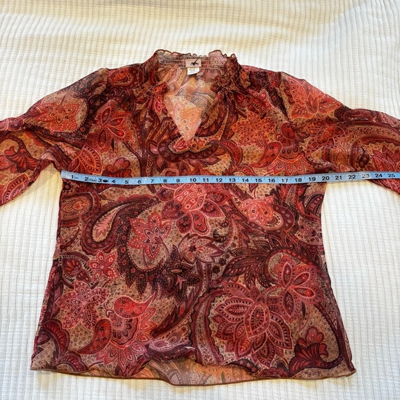 Daytrip Vintage 90's Made in USA Fairy Paisley Bell Sleeve Flowy Women's Top L - Picture 9 of 10